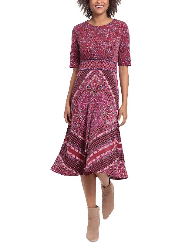 Hurry In summer floral dressPetites Womens Printed Knee Fit & Flare Dress