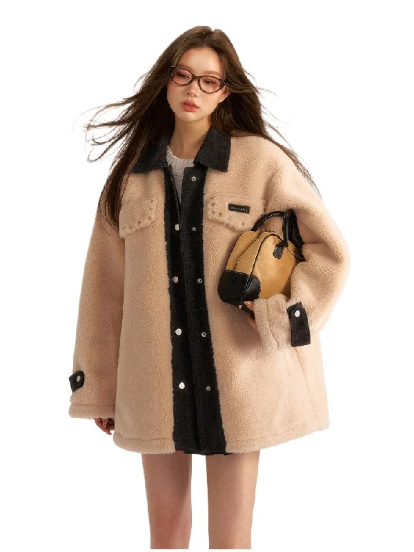Online Only sporty jacketDenim Patchwork Lambswool Jacket