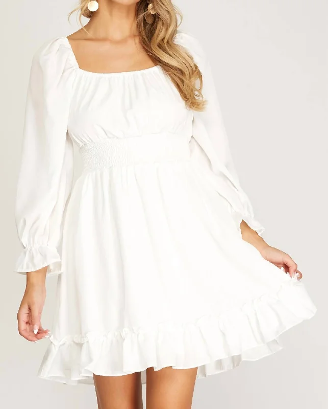 Midnight Sale flowy dressTiered Mini Dress In Off White