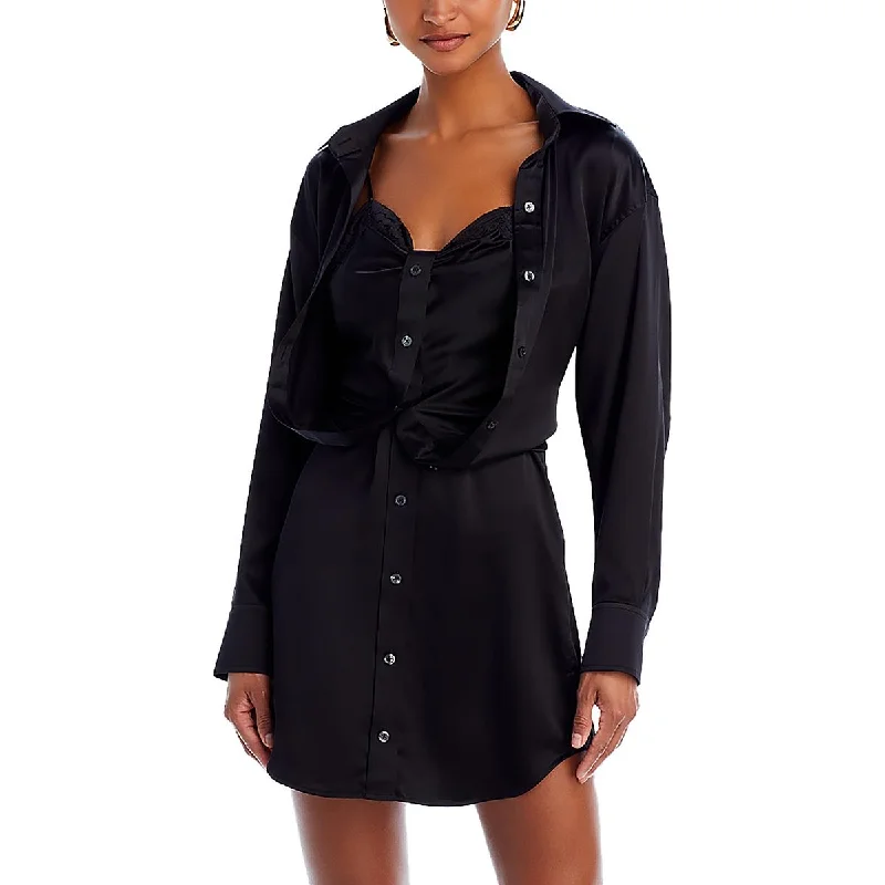 Crazy Deals off-the-shoulder dressAlexander Wang Womens Silk Button Front Shirtdress Crazy Deals off-the-shoulder dressAlexander Wang Womens Silk Button Front Shirtdress