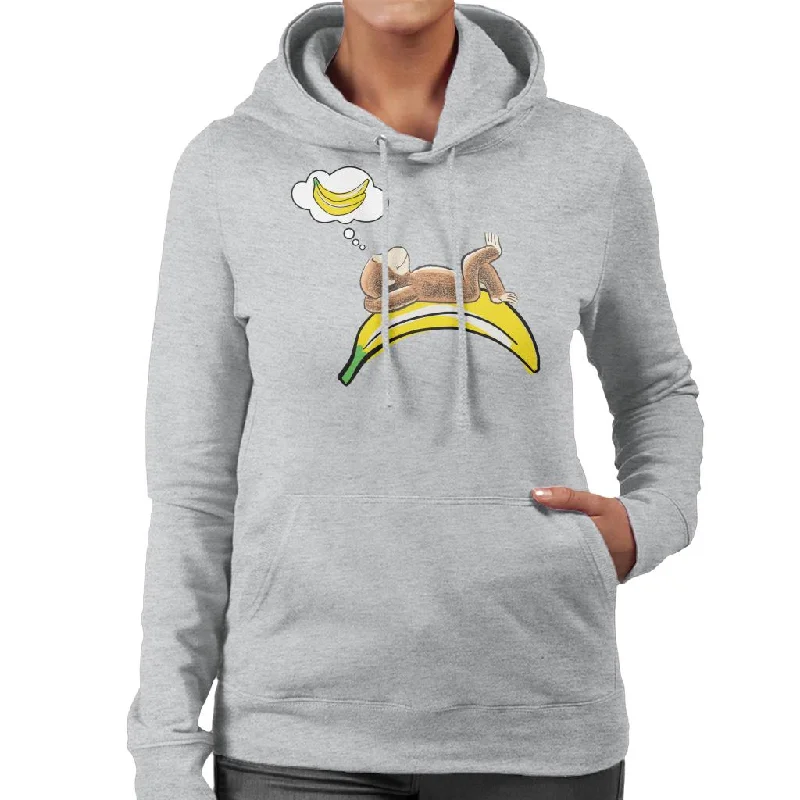Blowout Deals casual hoodie with logoCurious George Dreaming Of Bananas Women's Hooded Sweatshirt