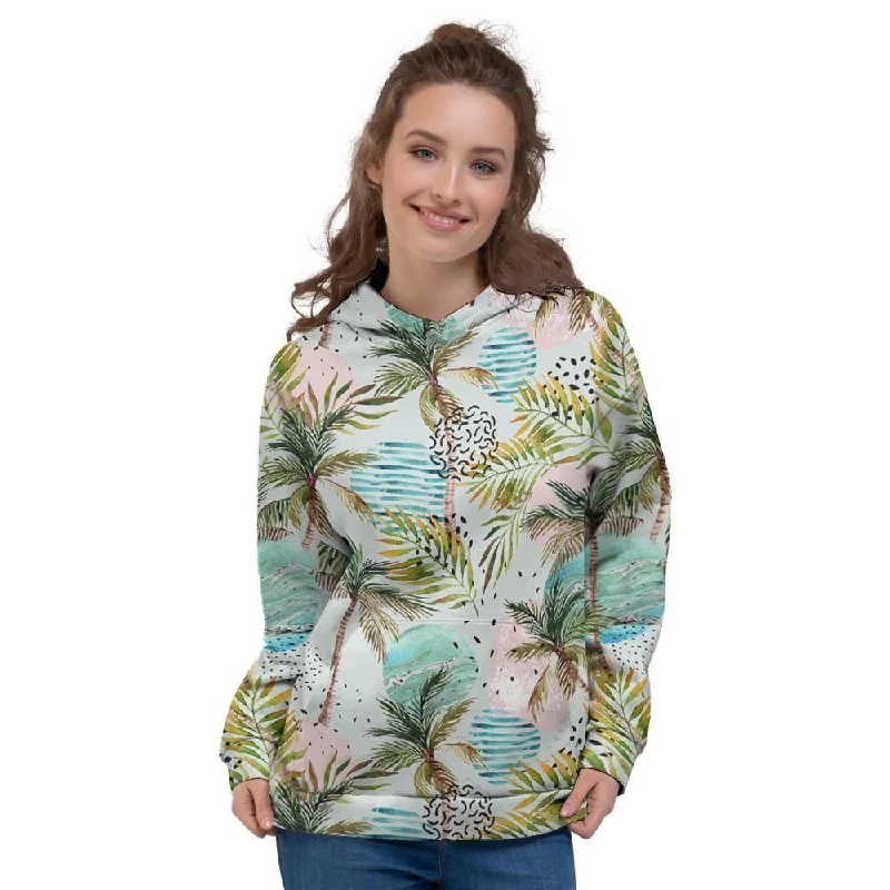 Lowest Price Abstract Palm Tree Hawaiian Print Women's Hoodie