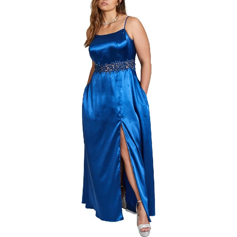 Warehouse Sale chic wrap dressCity Studio Womens Plus Satin Applique Evening Dress