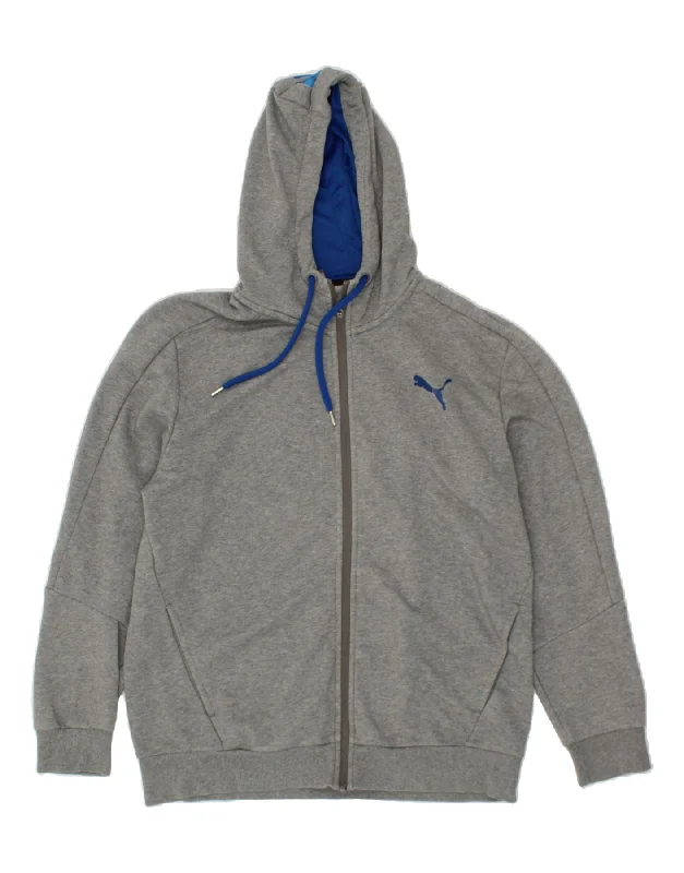 Epic Deals PUMA Mens Graphic Zip Hoodie Sweater Large Grey Cotton