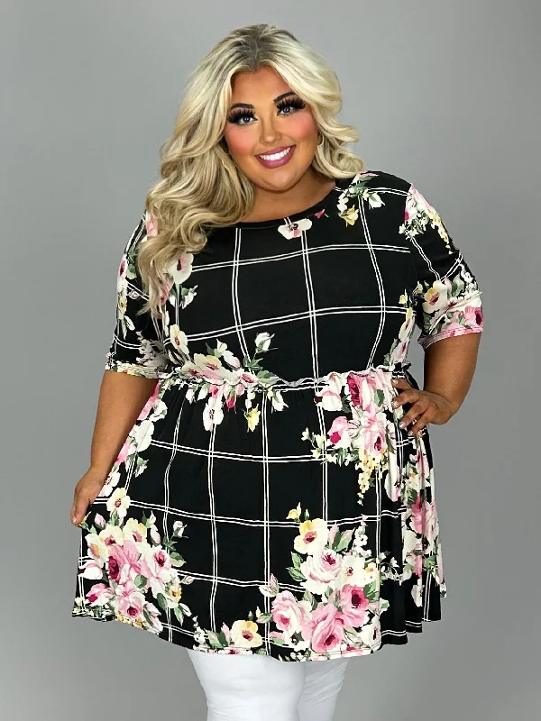 Bargain Prices mini dress23 PSS {A New View} Black Floral Babydoll Tunic EXTENDED PLUS SIZE 4X 5X 6X
