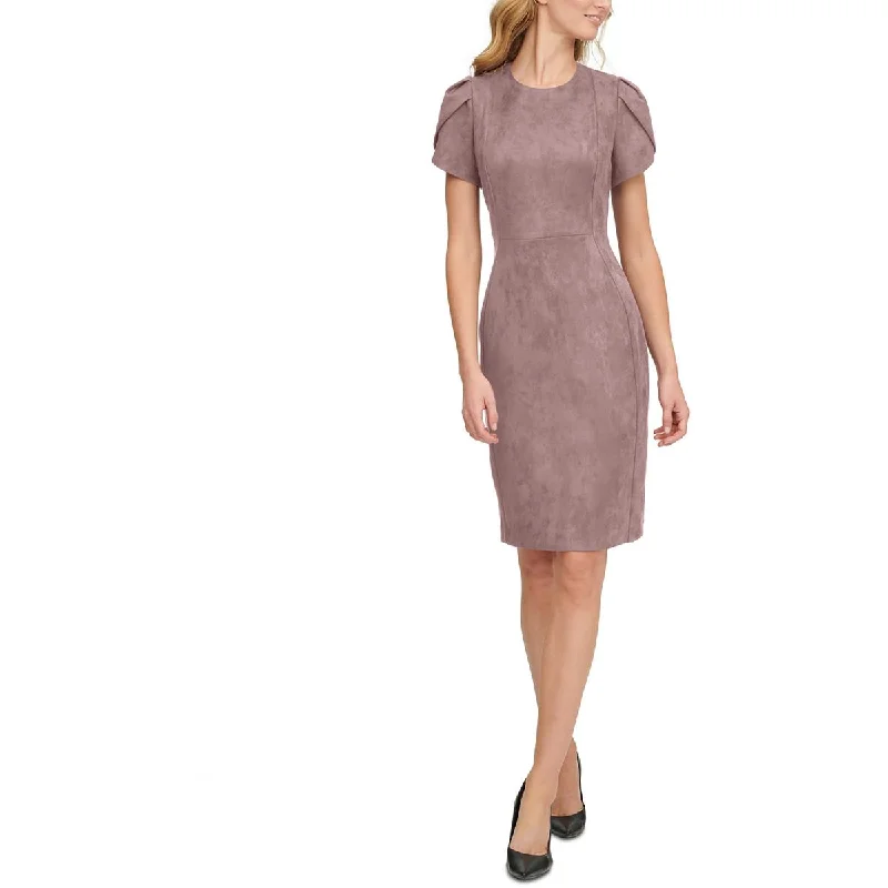 Hurry In statement dressCalvin Klein Womens Faux Suede Knee-Length Sheath Dress