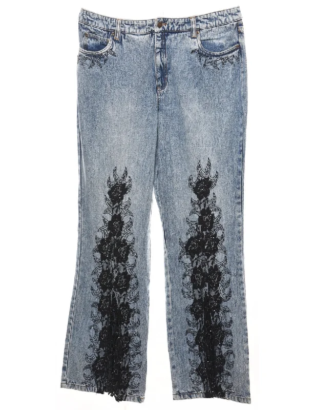 Crazy Savings lightweight jacketLight Wash Beaded Y2K Patterned Jeans - W36 L30