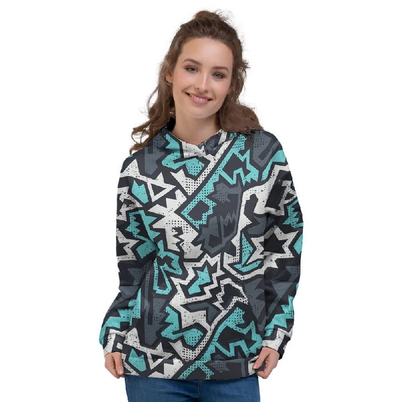 Limited Time Graffiti Geometric Print Women's Hoodie