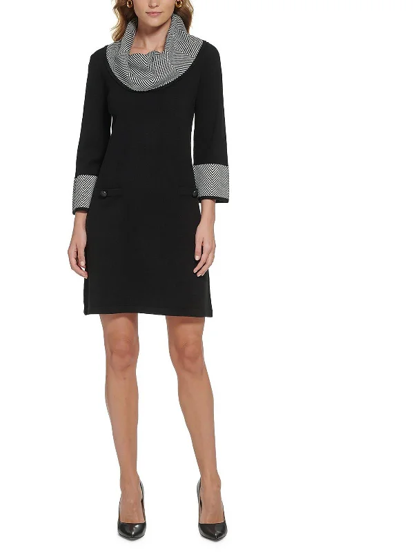 Can't Be Beat oversized dressPetites Womens Cowl Neck Mini Sweaterdress