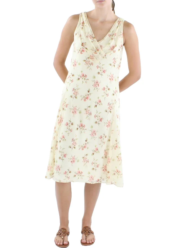 Unmissable Offer elegant evening dressWomens Floral Print V Neck Shift Dress