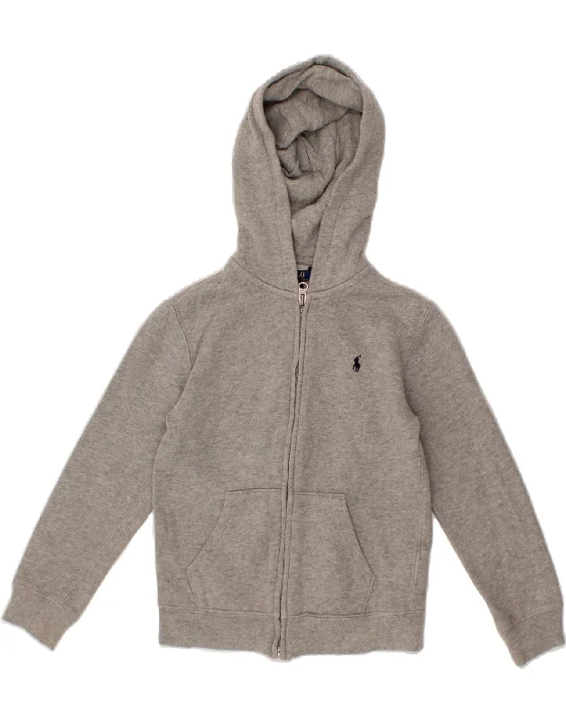 Hurry In POLO RALPH LAUREN Boys Zip Hoodie Sweater 6-7 Years Grey Cotton