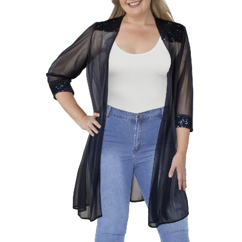 Best Deals street style jacketWomens Knit Embellished Duster Blazer