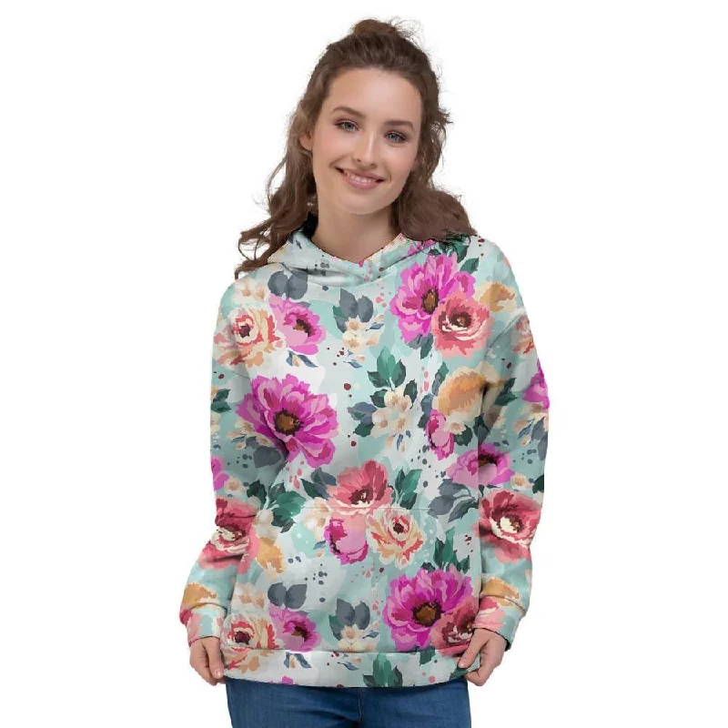 Bonus Savings Colorful Rose Floral Women's Hoodie