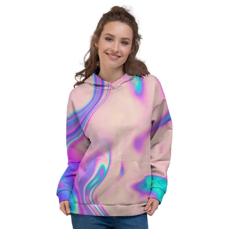 Best Bargains Abstract Trippy Holographic Women's Hoodie