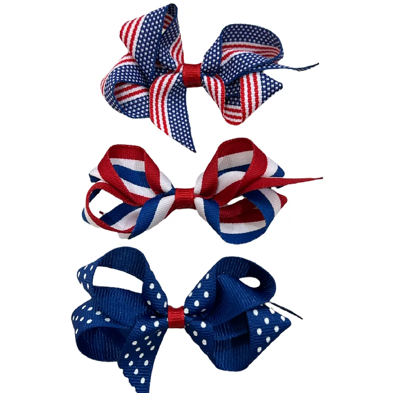 Limited Availability wrap dress3" Patriotic Print Bows