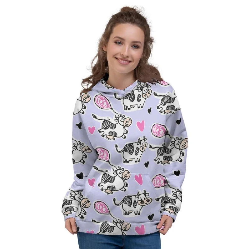 Don't Miss Cow Doodle Print Women's Hoodie