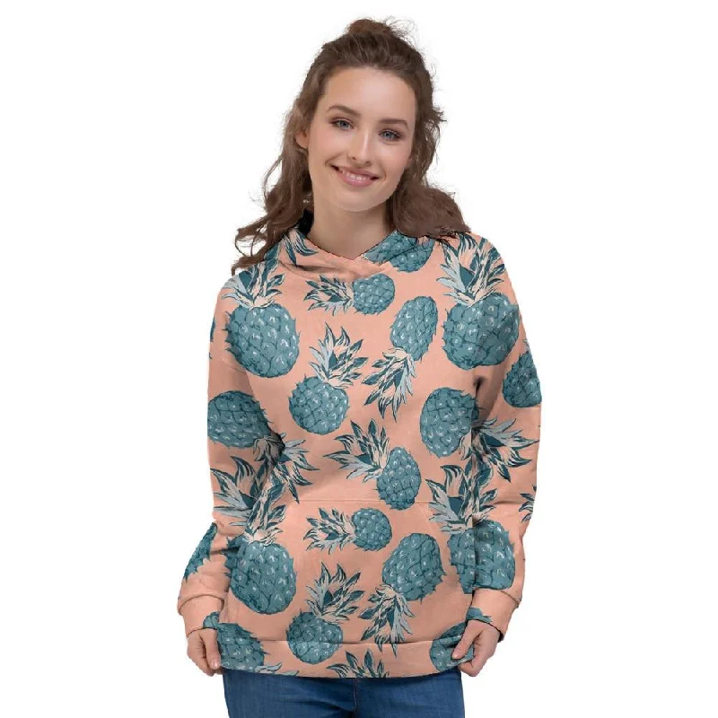 Limited Time Offer Hawaiian Neon Pineapple Print Women's Hoodie
