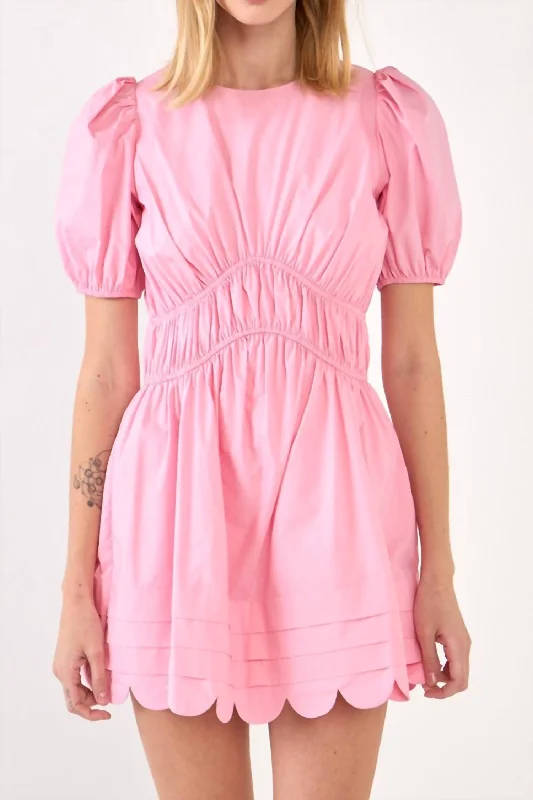 Massive Deals pleated dressScallop Detail Mini Dress In Pink