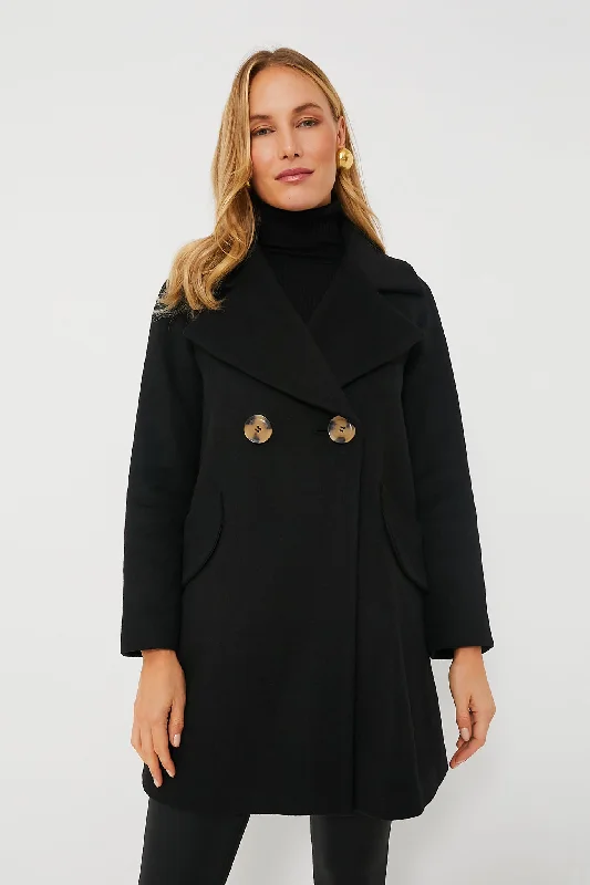 Can't Miss stylish trench jacketBlack Harley Peacoat