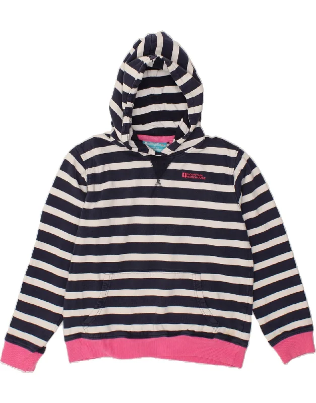 Hot Deal MOUNTAIN WAREHOUSE Girls Hoodie Jumper 12-13 Years Navy Blue Striped