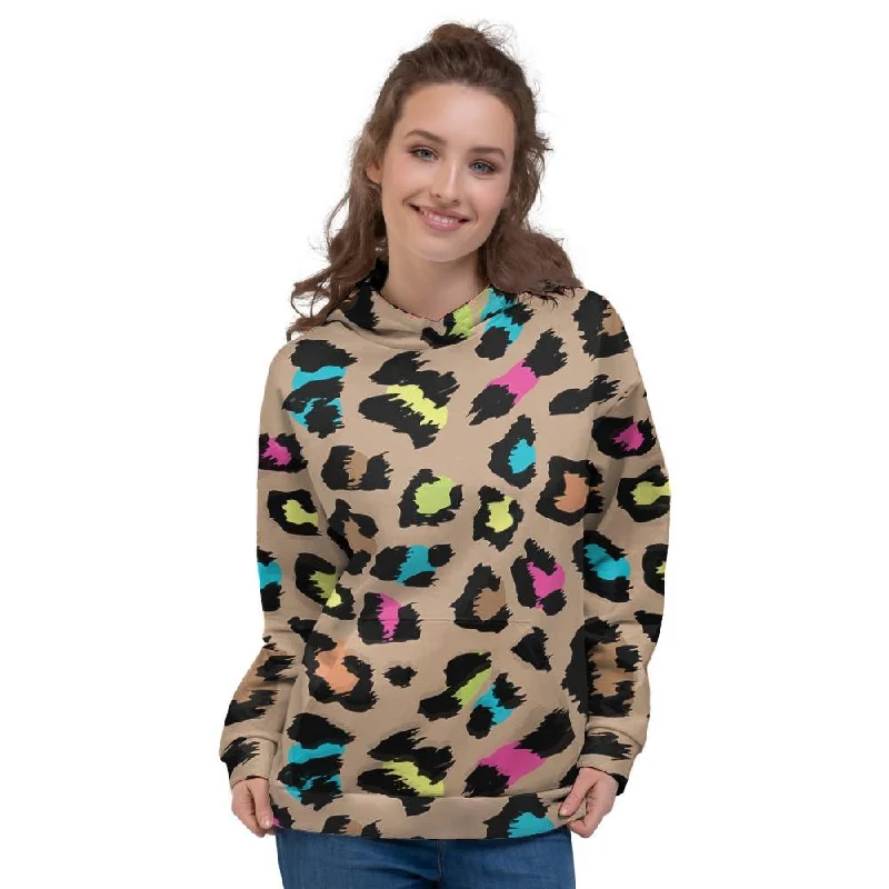 Daily Deals Brown Colorful Cheetah Print Women's Hoodie