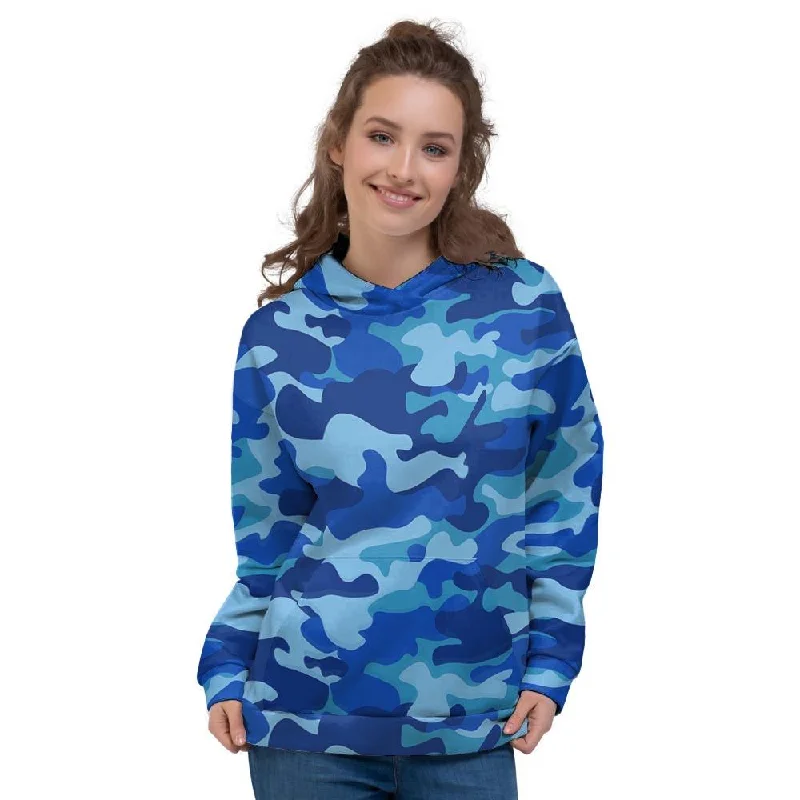 Shop and Save Blue Camo Print Women's Hoodie