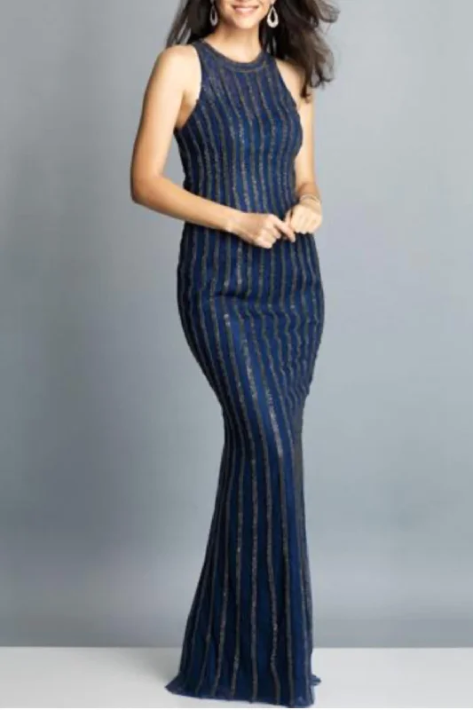 Year-End Clearance elegant dressClassic Navy Evening Gown