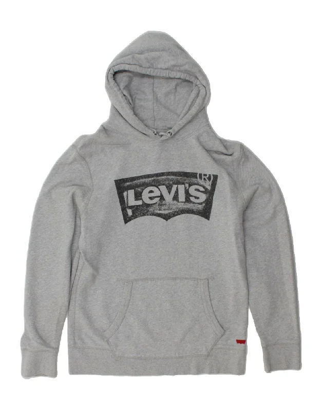 Final Clearance LEVI'S Mens Graphic Standard Fit Hoodie Jumper Medium Grey Cotton
