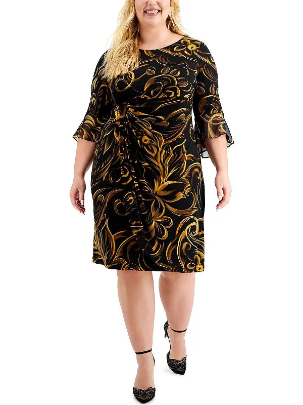 Limited Stock textured dressPlus Womens Printed Knee Sheath Dress