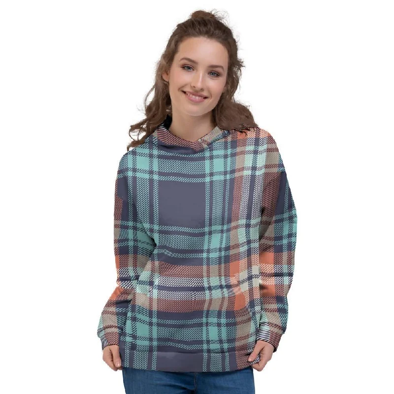 One-DAY Sale Blue Plaid Tartan Scottish Print Women's Hoodie