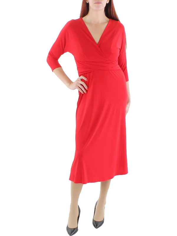 Year-End Clearance formal dressWomens Surplice Midi Cocktail and Party Dress