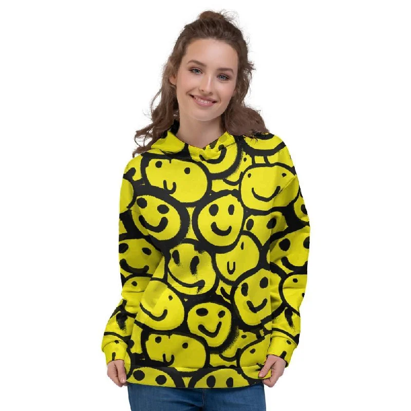 Fantastic Deals Graffiti Happy Emoji Print Women's Hoodie