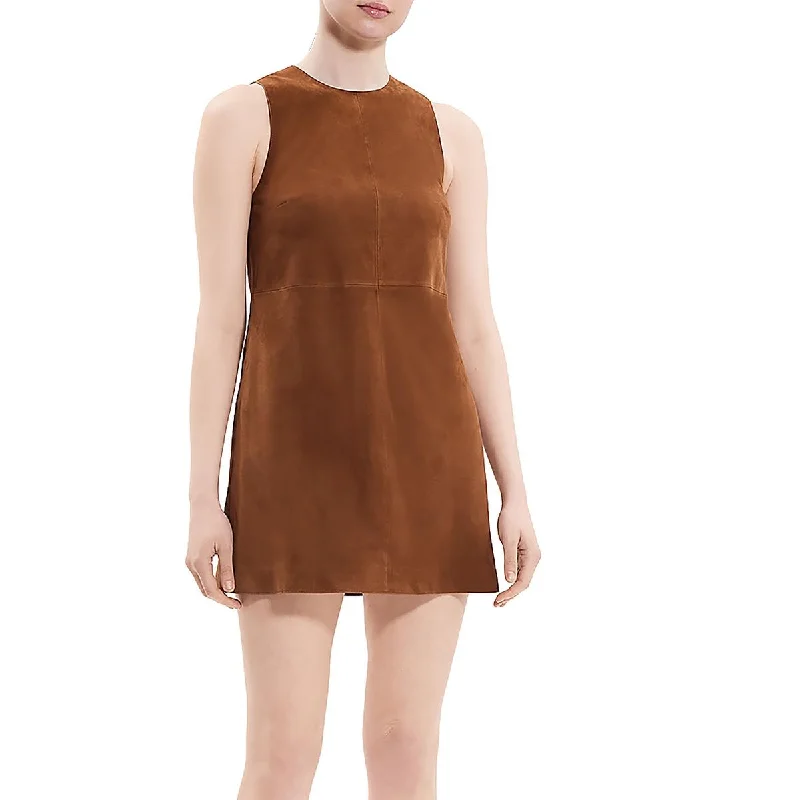 Special Price flowy dressTheory Womens Suede Sleeveless Shift Dress