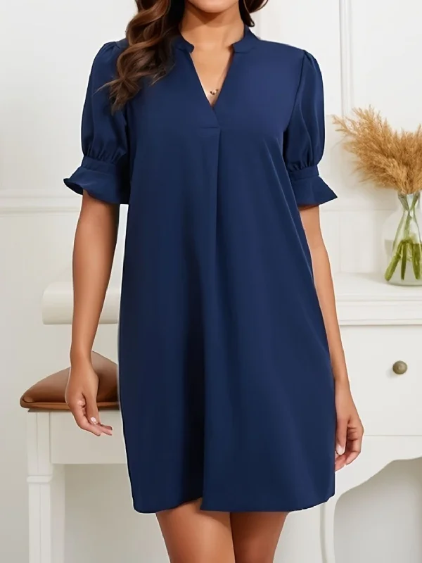 Best Deals form-fitting dressNotched Flounce Sleeve Mini Dress