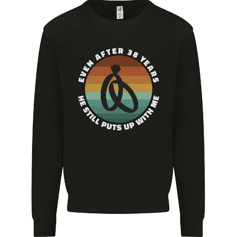 Limited Time Discount modern athletic hoodie38 Year Wedding Anniversary 38th Marriage Mens Sweatshirt Jumper