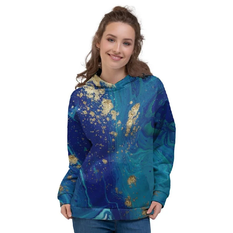 Online Only Gold Sapphire Marble Women's Hoodie
