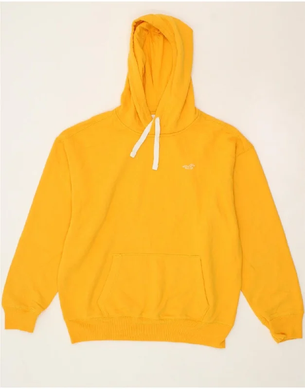 Price Drop Alert HOLLISTER Mens Hoodie Jumper Medium Yellow Cotton