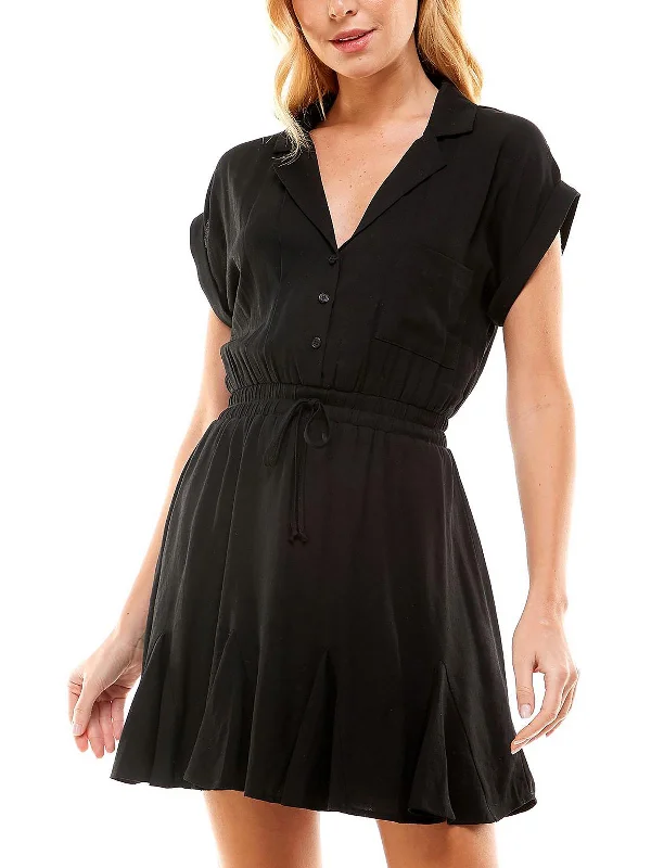 Lowest Price stylish party dressWomens V-Neck Knee Shirtdress