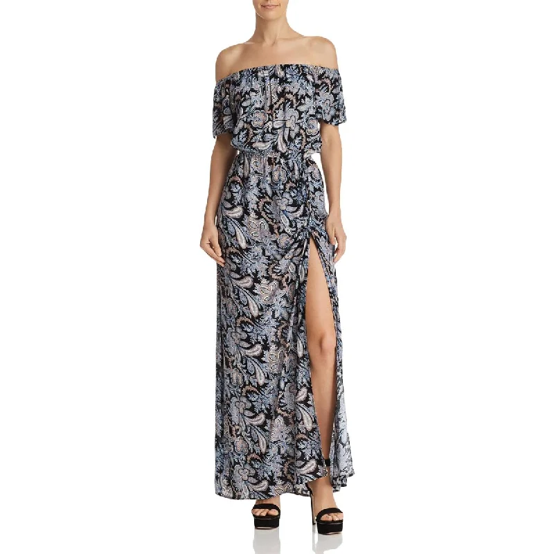 Deal Mania trendy wrap dressAqua Womens Paisley Off-The-Shoulder Maxi Dress