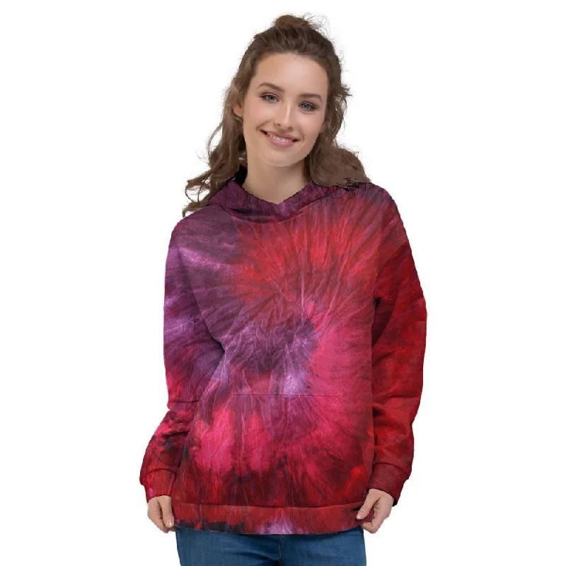 Extra Savings Dark Red Tie Dye Women's Hoodie
