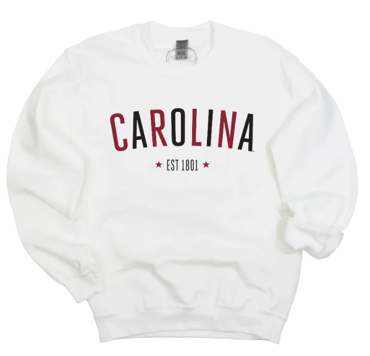 New Deals trendy casual jacketCarolina Star Arch Crewneck Fleece Pullover