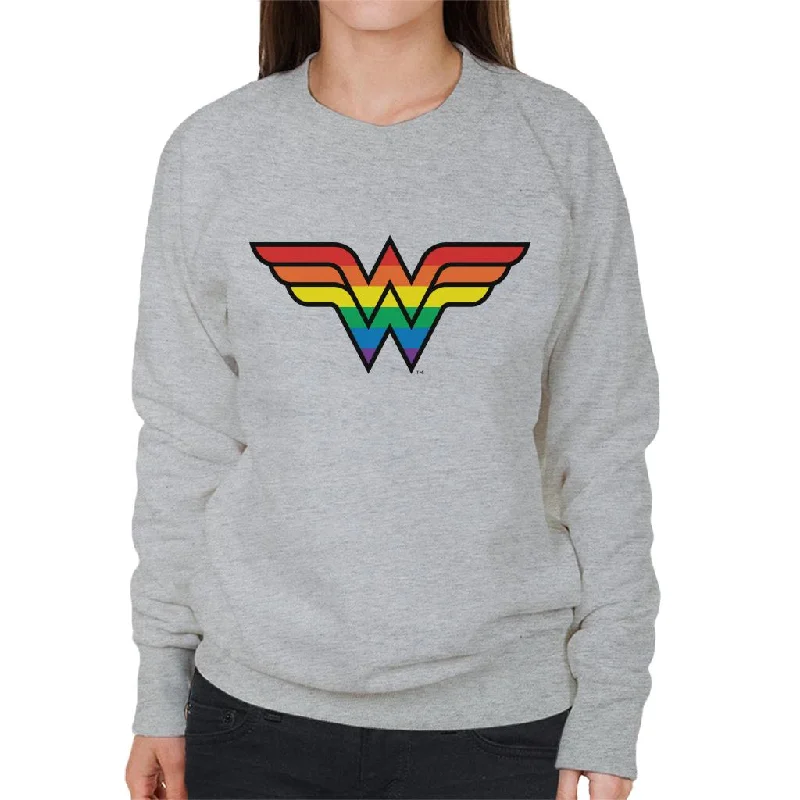 Flash Deals long-sleeve athletic hoodieWonder Woman Rainbow Logo Women's Sweatshirt