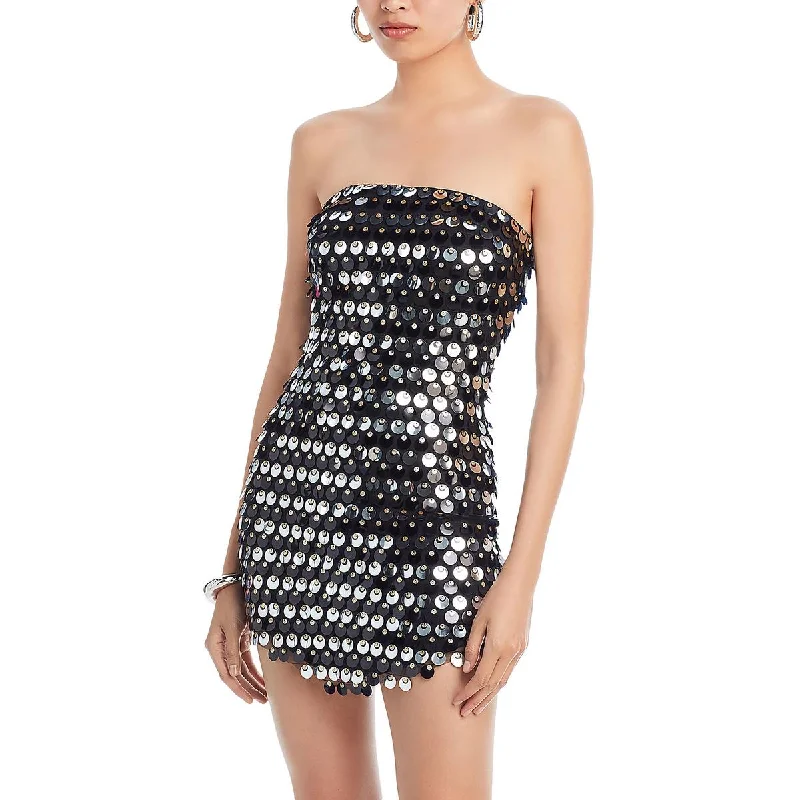 Super Sale draped dressNew Arrivals Womens Paillettes Strapless Mini Dress