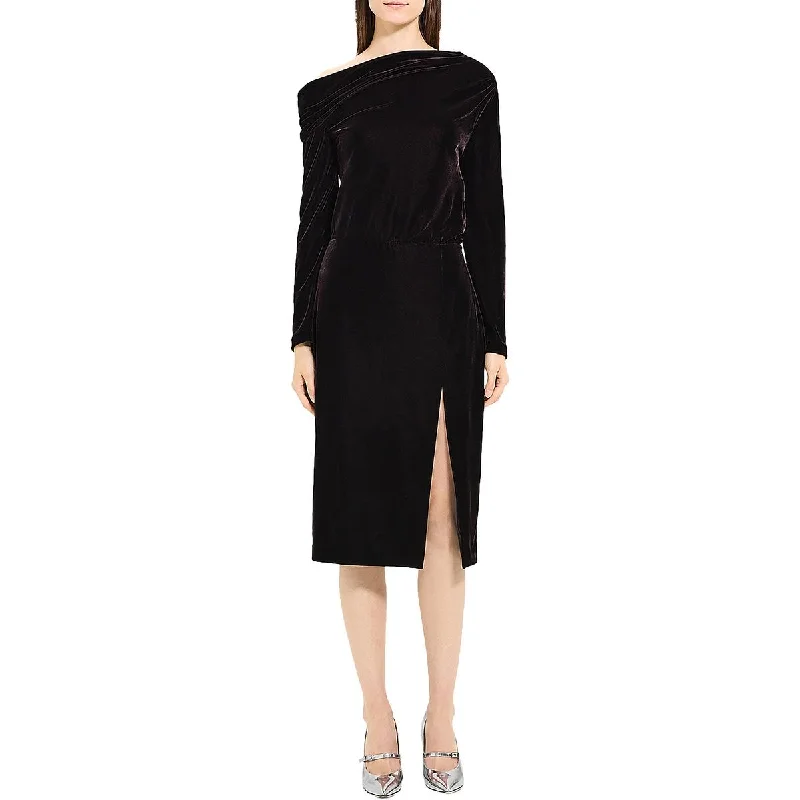 Savings Event oversized dressTheory Womens Off Shoulder Velvet Evening Dress