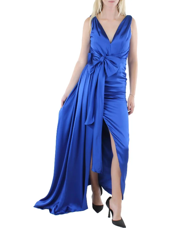 Overstock party dressWomens Satin Draped Evening Dress
