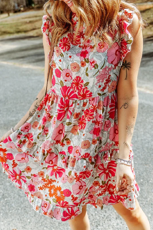 Best Bargains minimalistic dressRuffled Printed Mock Neck Dress
