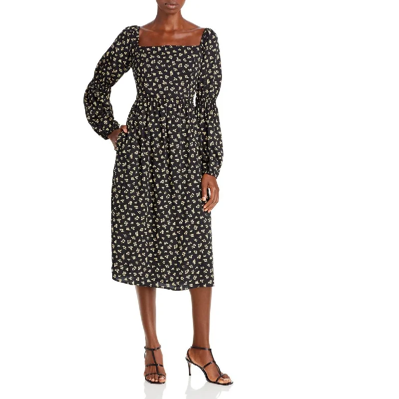 Online Specials lace-up dressLost + Wander Womens Long Sleeve Calf Midi Dress