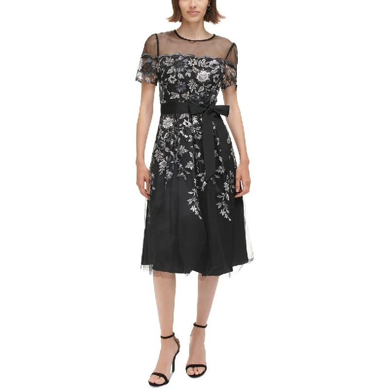 Big Savings silk dressEliza J Womens Metallic Embroidered Midi Dress