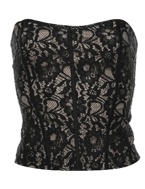 Limited Edition comfortable zip jacketBlack & Nude Classic Lace Corset Top - L