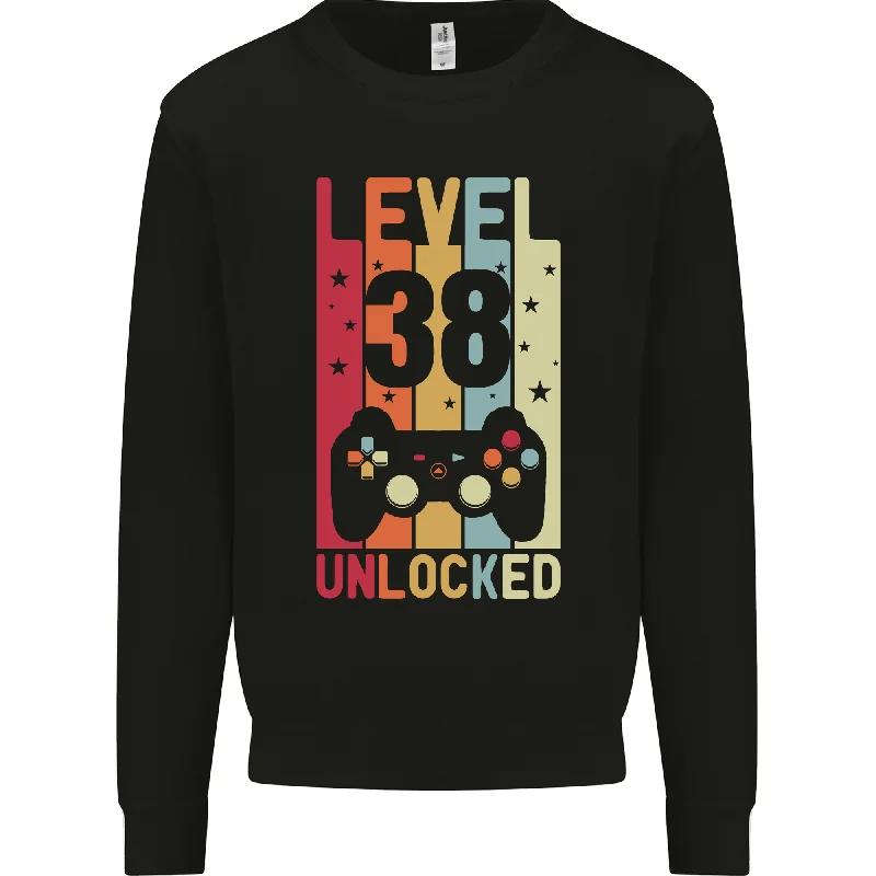 Online Only chic active hoodie38th Birthday Level Up Gaming 38 Year Old Mens Sweatshirt Jumper